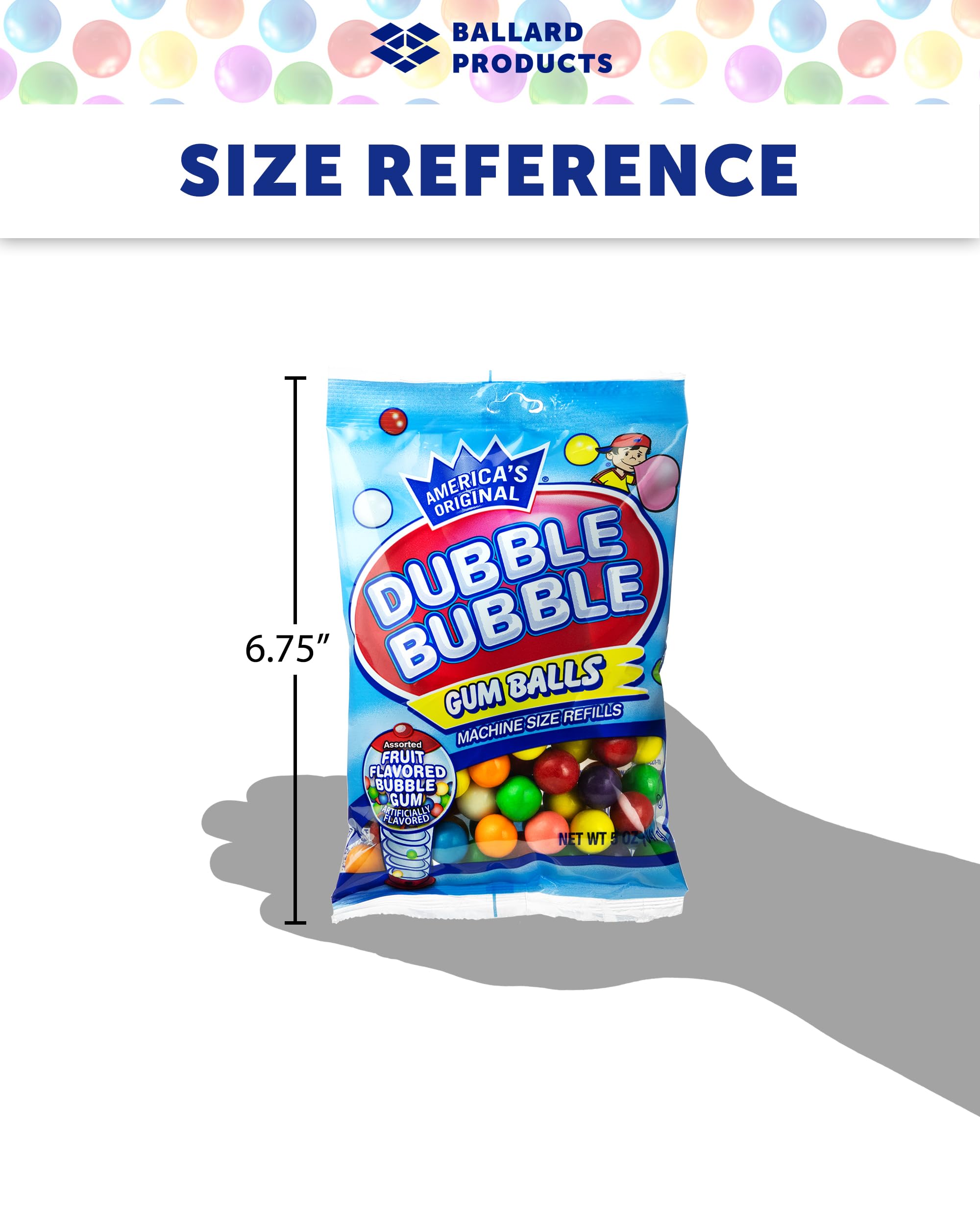 Dubble Bubble Bubble Gum Refill Pack - 3 Bags of Dubble Bubble Gumballs - 5oz Each - Dubble Bubble Gumball Machine Refill - Bundle With Ballard