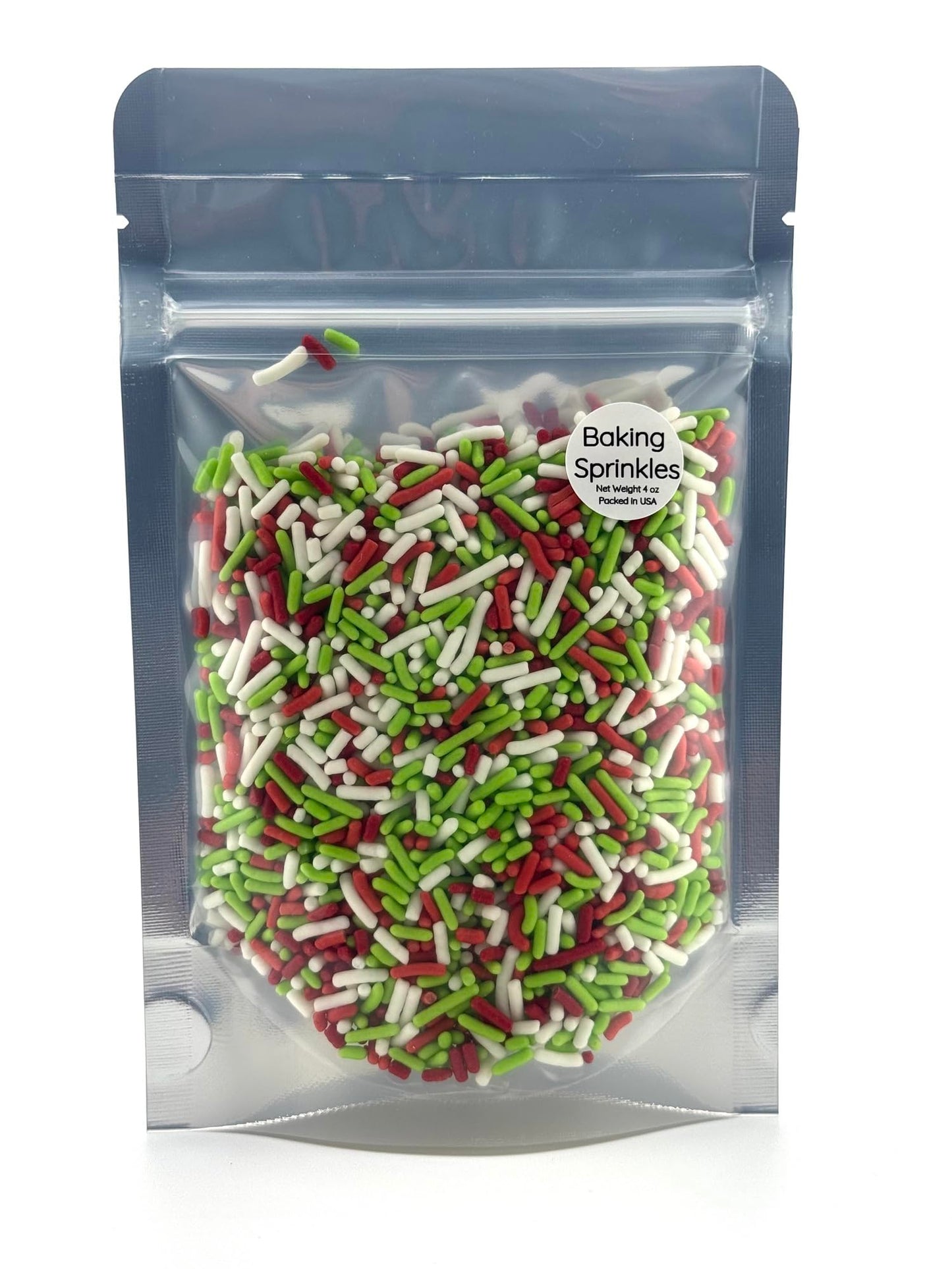 Red Green White Edible Sprinkles for Holiday Christmas Cake Decorating, Cupcakes, Cookies, Ice Cream and Donut Toppings Edible Decorating Baking