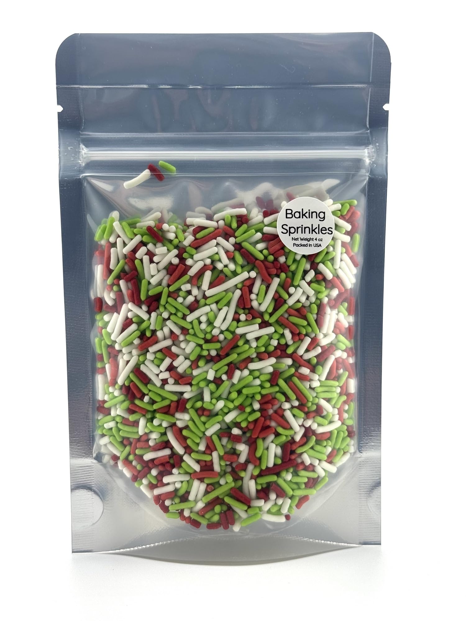 Red Green White Edible Sprinkles for Holiday Christmas Cake Decorating, Cupcakes, Cookies, Ice Cream and Donut Toppings Edible Decorating Baking