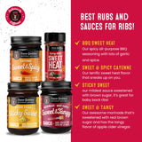 Sauce Goddess - Rib Kit Gift Pack - Sticky Sweet Sauce, Tangy Marinade, Sweet & Spicy Cayenne Sauce, BBQ Sweet Heat Shaker -Sauces & Seasoning
