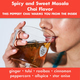 Big Heart Tea Co. Tea Bags - Fiery Masala Chai - Certified Organic, Ayurvedic Herbal Decaf Tea with Small Batch Ground Sweet Herbs and Spices