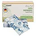 SimuLinen Blue Garden Floral Disposable Hand Towels for Bathroom, Single-Use Linen-Feel Guest Towels, Hand Tissue Paper, Cloth-Like Paper Napkins
