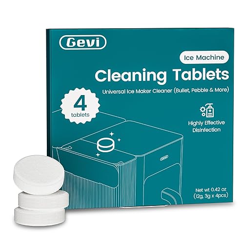 Gevi Ice Maker Cleaning Tablet 4 Uses, Individual Packed for Each Tablet, Organic Citric Acid Cleaner for Universal Ice Machines (4 Uses)