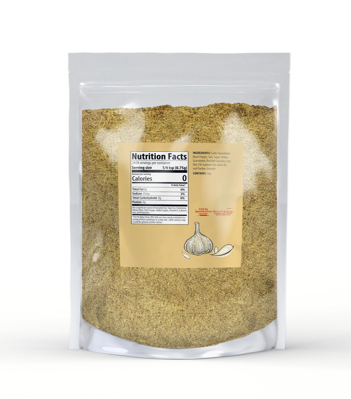 Unpretentious Garlic Pepper, Versatile Seasoning, Salty & Garlicky Flavor, Delicious Seasoning Blend (4 Pound)