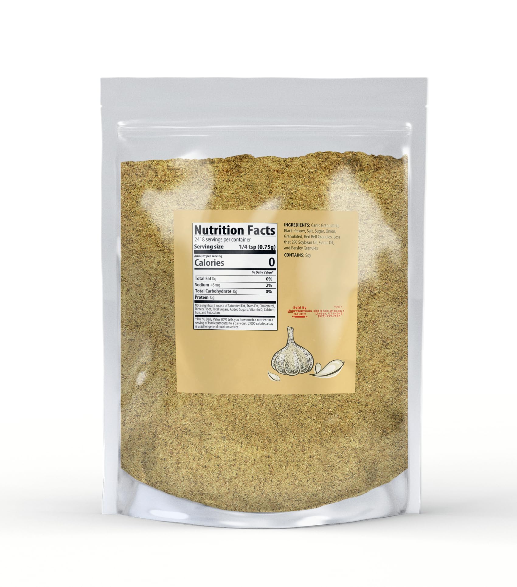 Unpretentious Garlic Pepper, Versatile Seasoning, Salty & Garlicky Flavor, Delicious Seasoning Blend (4 Pound)