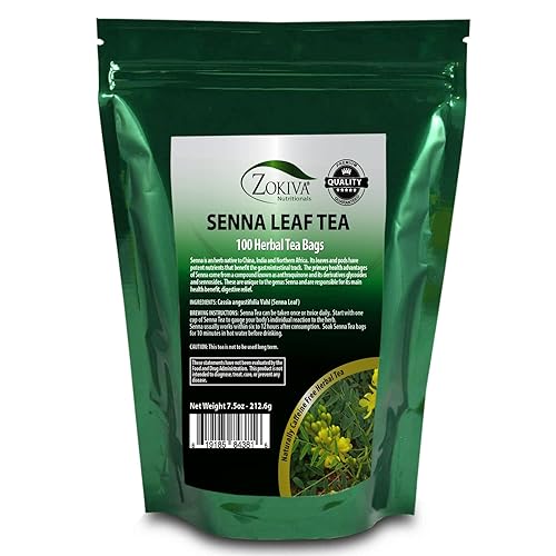 Zokiva Senna Tea - 100 Premium 2g Tea Bags for Constipation Relief and Digestive Health | 100% Natural, Herbal Laxative, Cleanser, and Digestive