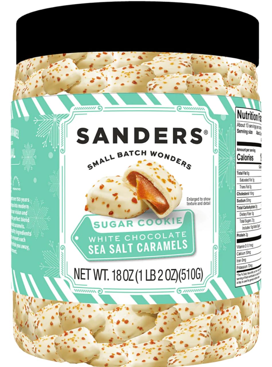 SANDERS White Chocolate Sugar Cookie Sea Salt Caramels (18 oz. Tub)