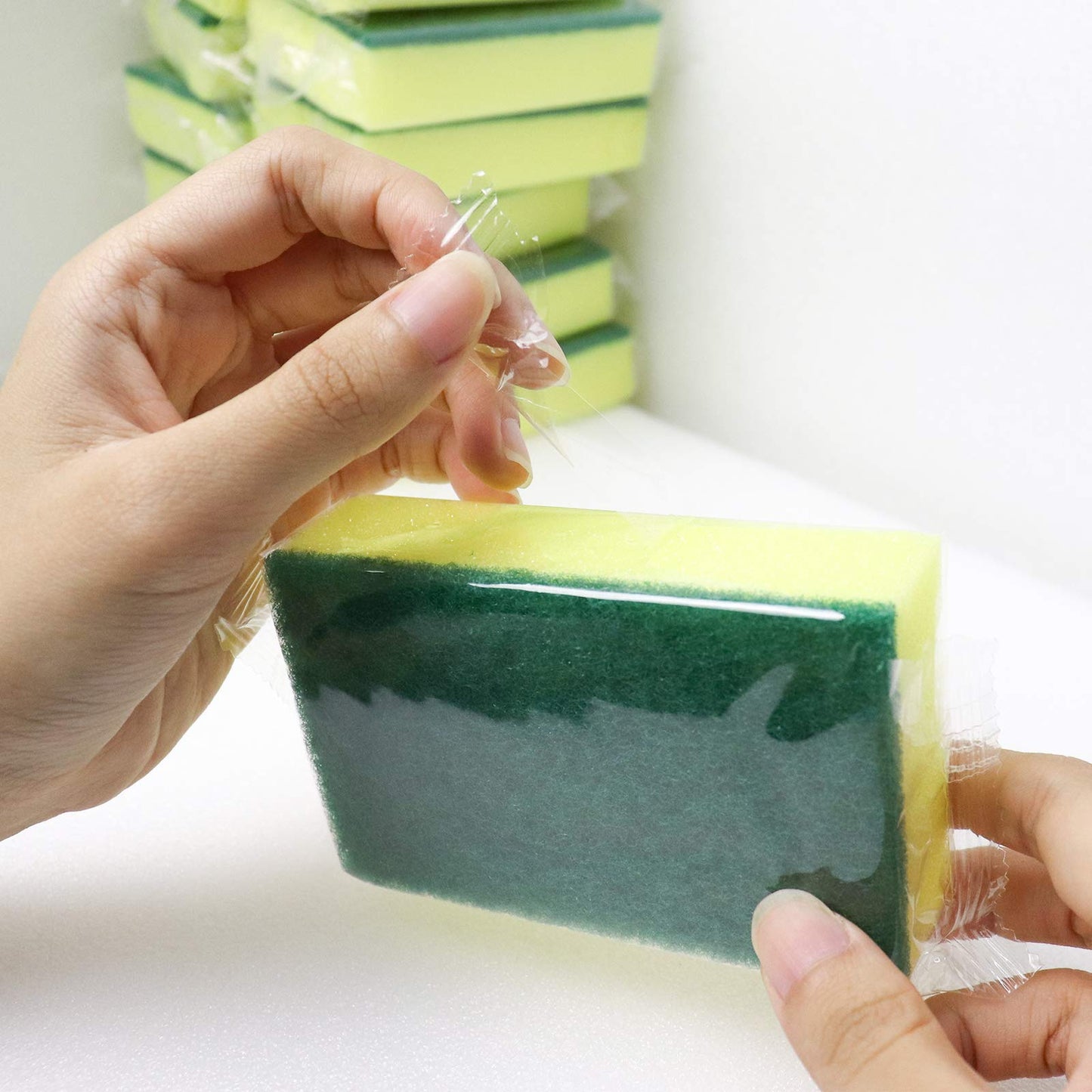 Sadocom 30 Pack Sponge Individually Wrapped, Non Scratch Scrouing Sponges for Household Cleaning, Dishes, Kitchen, Apartment, Car, Bike