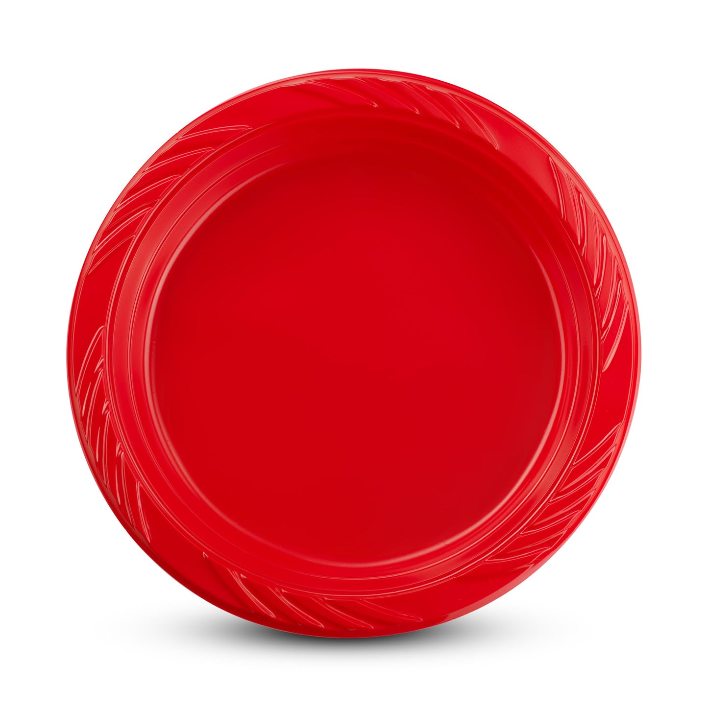Munfix 100 Red Plastic Plates Set - 9 Inch Disposable Dinner Plates Bulk Pack, for Party, BBQ, Picnic, Parties, Travel and Events, Microwavable