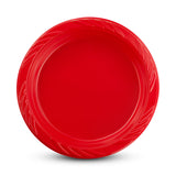 Munfix 100 Red Plastic Plates Set - 9 Inch Disposable Dinner Plates Bulk Pack, for Party, BBQ, Picnic, Parties, Travel and Events, Microwavable
