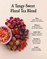 The-Qi Bloom + Balance Herbal Tea - 100% All Natural Whole Dried Flowers & Herbs Tea for Inner Calm & Wellness - Rose, Longan, Goji Berry, Jujube