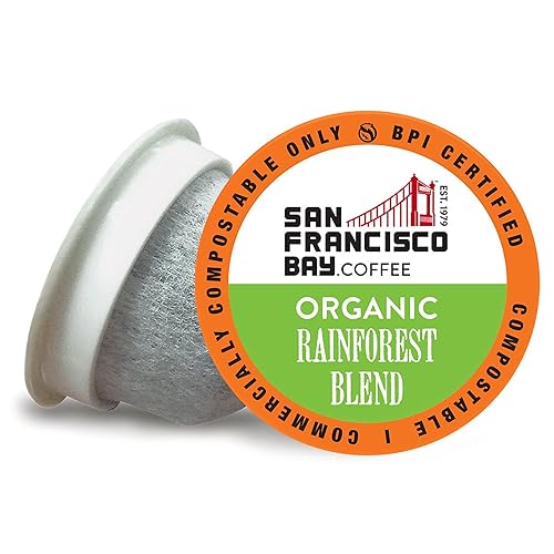 SF Bay Organic Rainforest Blend Coffee, OneCup - 12 Count Compostable Coffee Pods - Medium Roast Arabica - Compatible with Most Keurig K-Cup Brewers