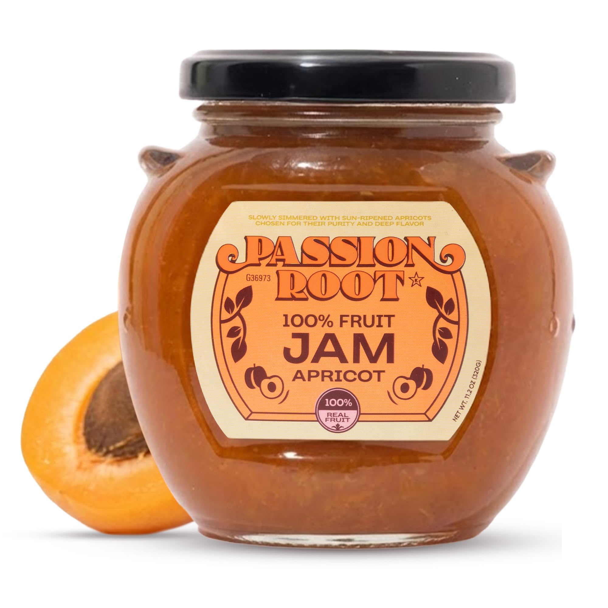 Passion Root Apricot Jam | All Natural Apricot Preserves with Real Fruit | No Added Sugar, No Preservatives, Non GMO, Gluten Free, Kosher Certified |
