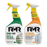 RMR Instant Mold & Mildew Stain Remover Spray + Xtreme Soap Scum Remover, No-Scrub Indoor/Outdoor Cleaning System for Bathroom, Shower, Siding