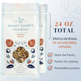 Sweet Diane’s Organic Granola - Original Recipe | 2-Pack (12 oz Each) | Low Sugar, High Fiber, Gluten-Free, Vegan | Organic Oats, Nuts, Seeds