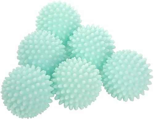 S&T INC. Reusable Plastic Dryer Balls, Fabric Softener for Laundry, Blue, 2.5 in, 6 Pack