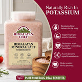 Himalayan Chef Mineral Salt, 5 lbs Plastic Jar - Natural Food Grade Salt for Cooking, Fine Grain, Bulk Kitchen Salt for Daily Use