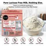 Healthier Comforts Lactose Free Whole Milk Powder | Non-GMO, rBST Hormone Free, Kosher, Gluten Free, No Fillers | Baking, Coffee Creamer, Shakes, Pantry Staple, Camping | Makes 14 cups (7 oz)
