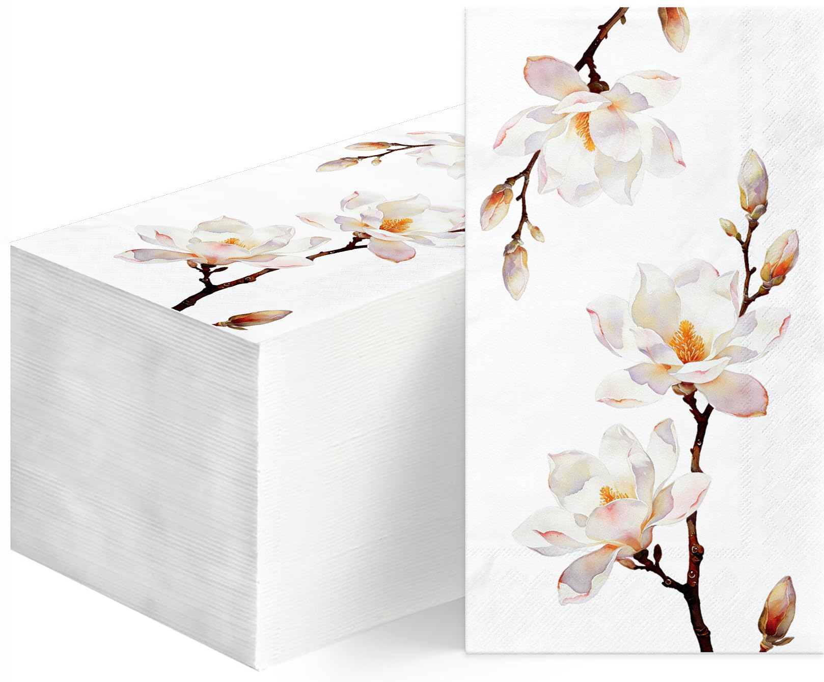 100Pcs Magnolia Paper Napkins | 2 Ply Spring Summer Fall wildflower Napkin for Decoupage, Tea Party Decoration, Mother's Day, Wedding, Bridal & Baby