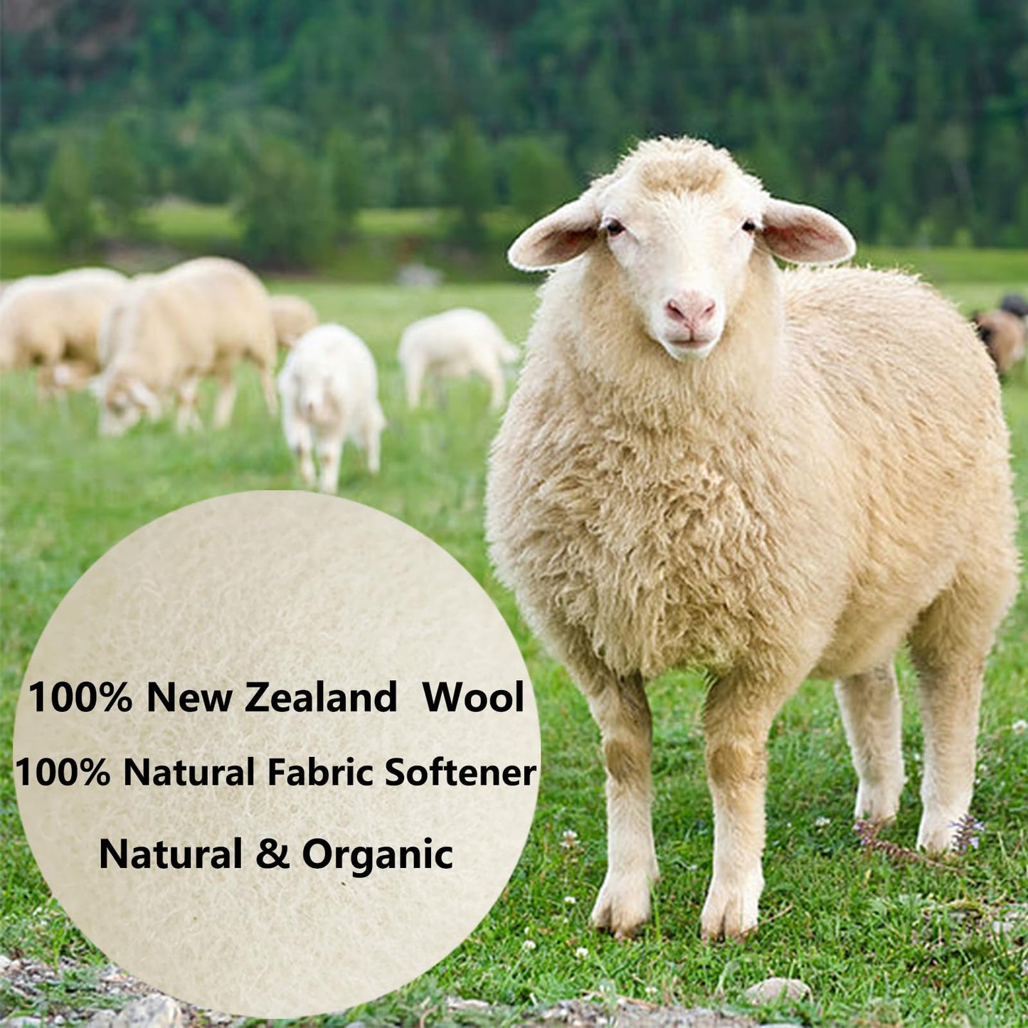 XXL Wool Dryer Balls, 3PCS Natural Fabric Softener, Fluff Laundry Wrinkle Release and Saves Drying Time, Reusable