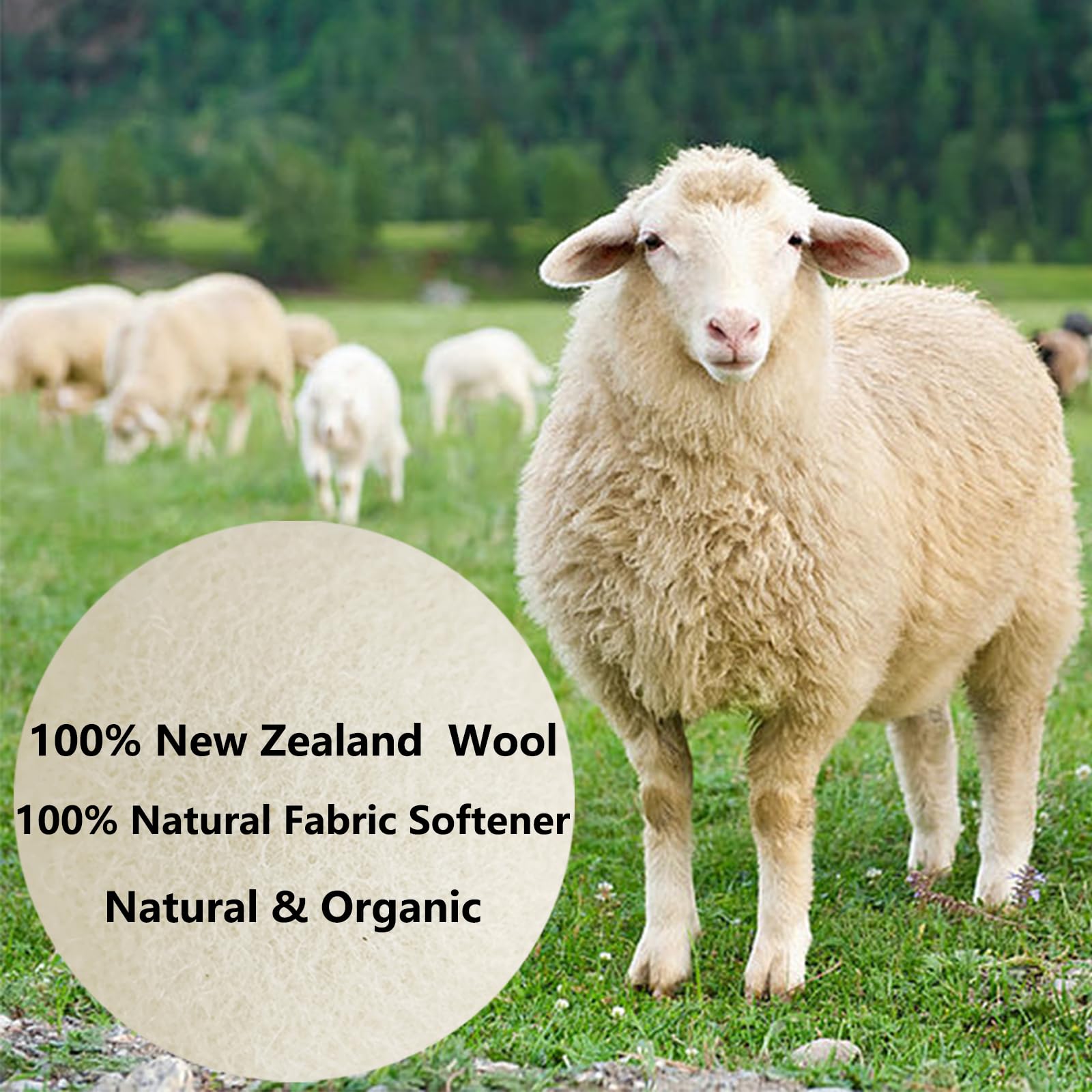 XXL Wool Dryer Balls, 3PCS Natural Fabric Softener, Fluff Laundry Wrinkle Release and Saves Drying Time, Reusable