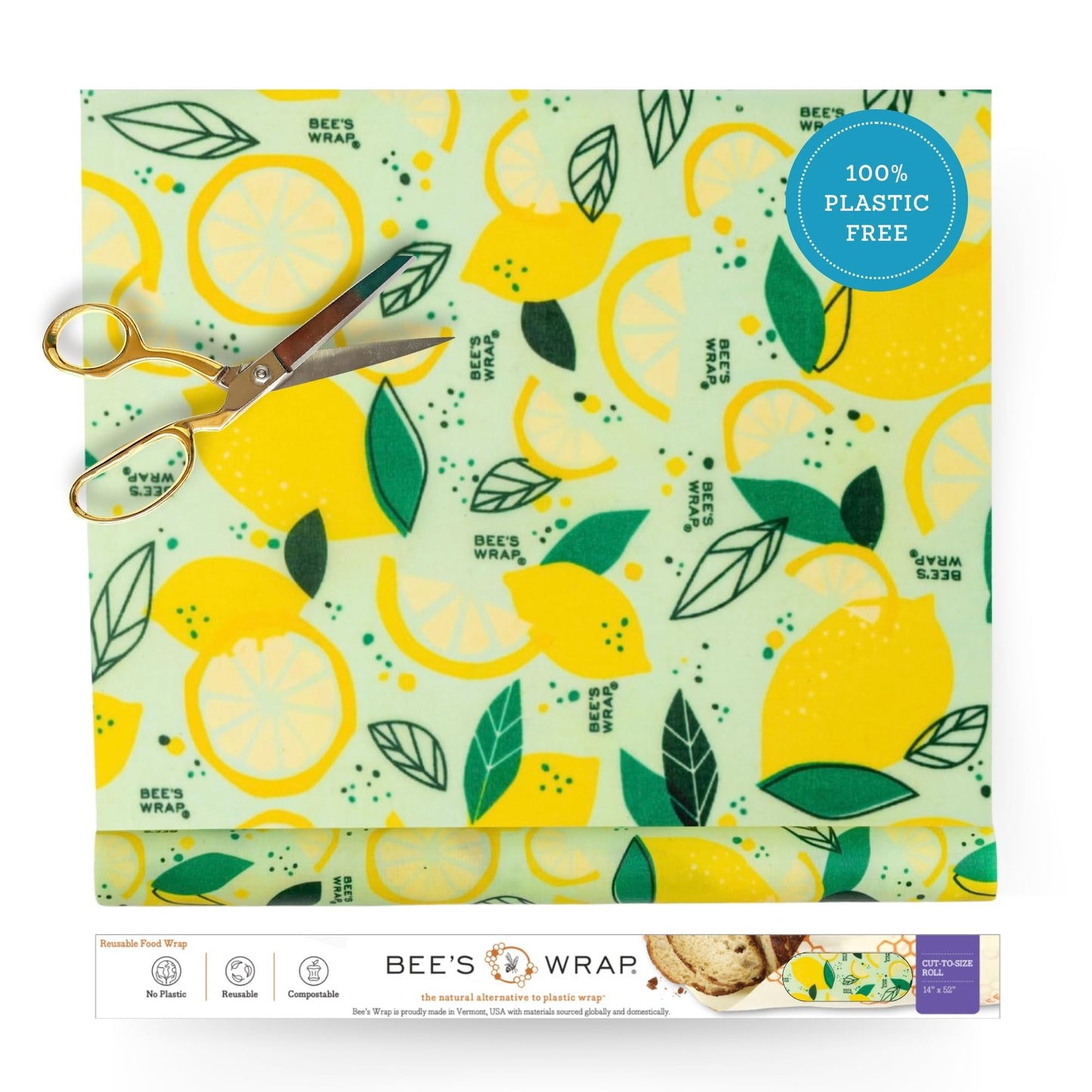 Bee's Wrap - Limited Edition - Beeswax Wraps for Food - Cut to Size 14x52" Beeswax Wrap Roll - Plastic Free Made in USA Reusable Natural Food Wrap