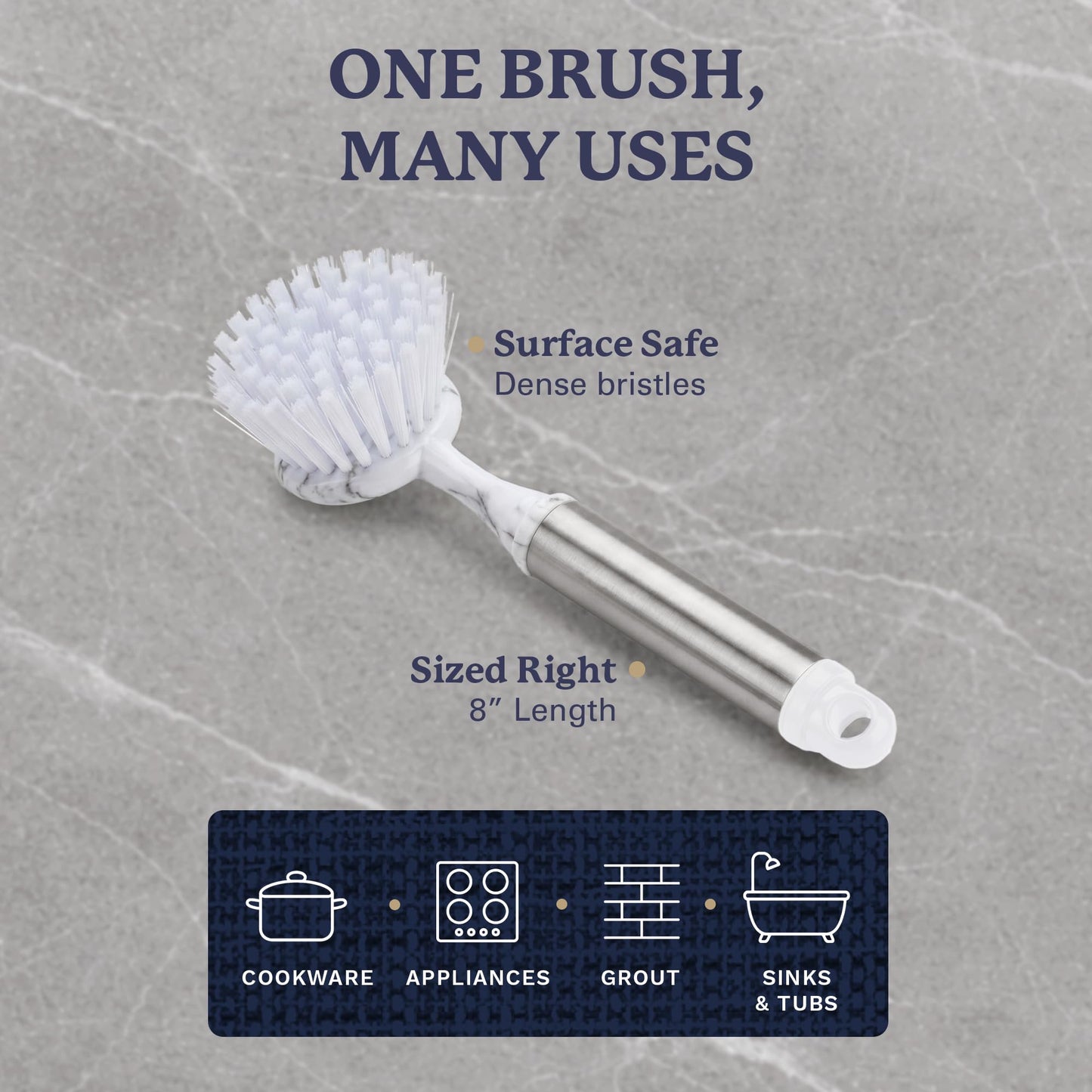 Farberware Dish Brush with Handle - 2 Pack Kitchen Scrub Brush for Dishes, Non-Scratch Dishwashing Brush Set with Firm Bristles for Pots, Pans