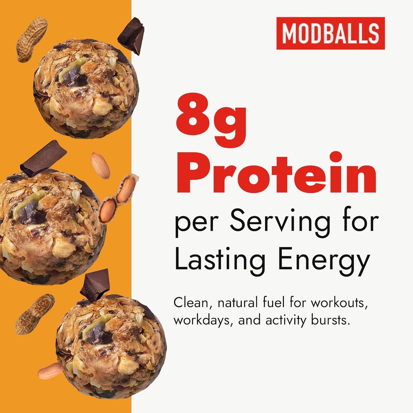 Happy Wholesome Peanut Butter Chocolate Chip Protein Balls, 10 Count, 7.05oz Bag, 8g Protein per Serving, Individually Wrapped, Gluten Free Snack