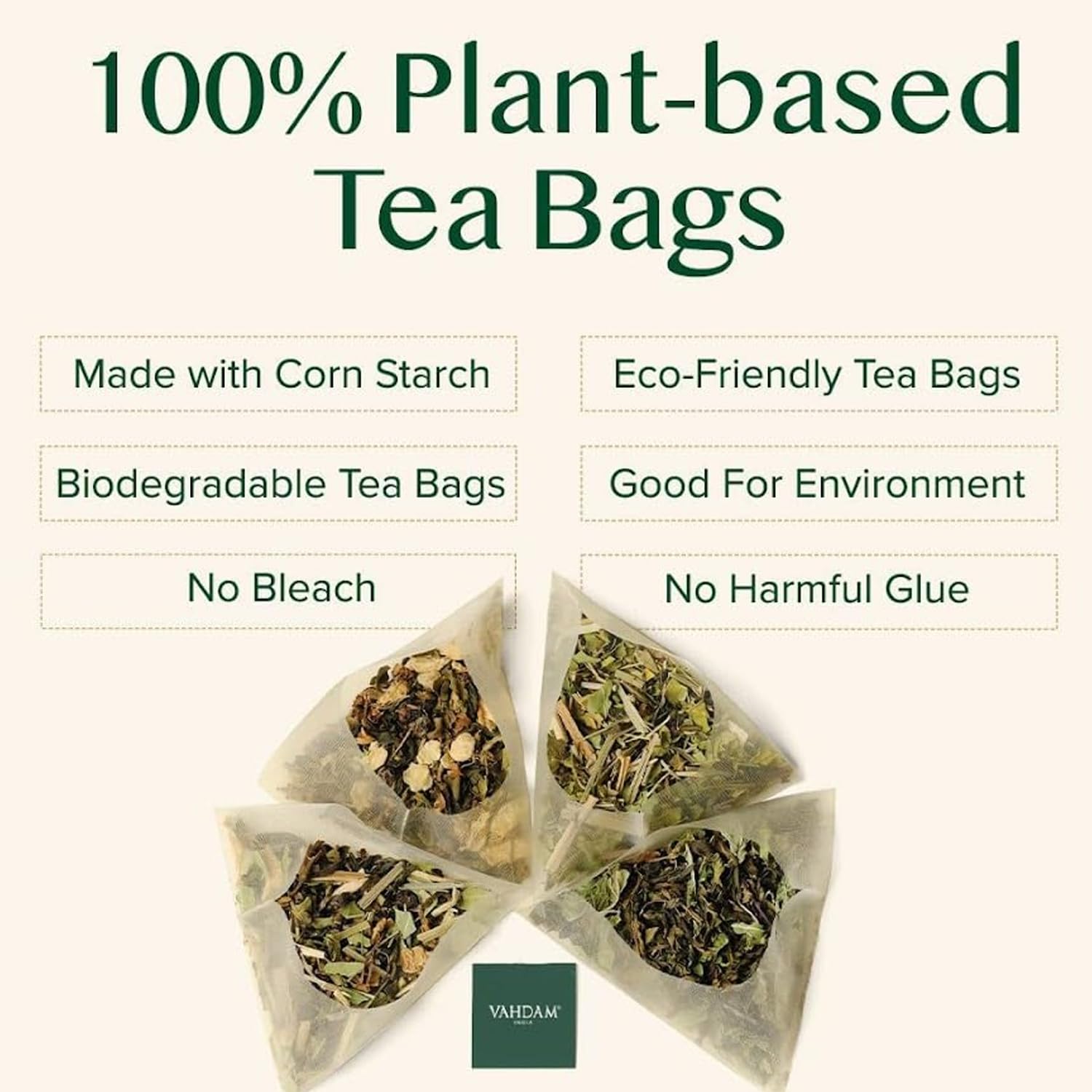 VAHDAM Organic Turmeric Ginger Herbal Tea Bags (100 Pyramid Tea Bags) Caffeine Free, Non GMO | 100% Pure Herbal Blend - Savory & Spicy, Plant-Based