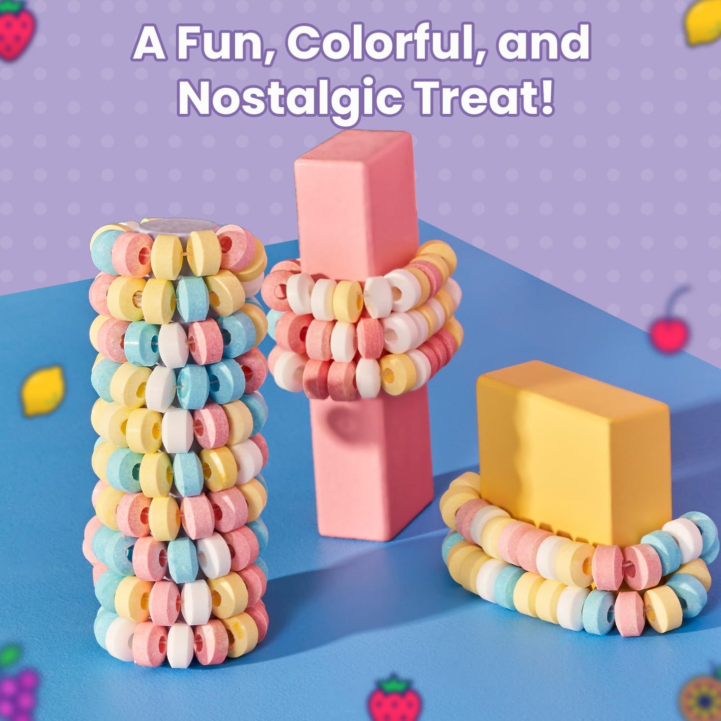 Smarties Candy Necklace - Bulk Candy - Gluten Free & Vegan, Fruit Flavored, Hard Candy on Stretch String - Perfect for Birthdays & Halloween Hard