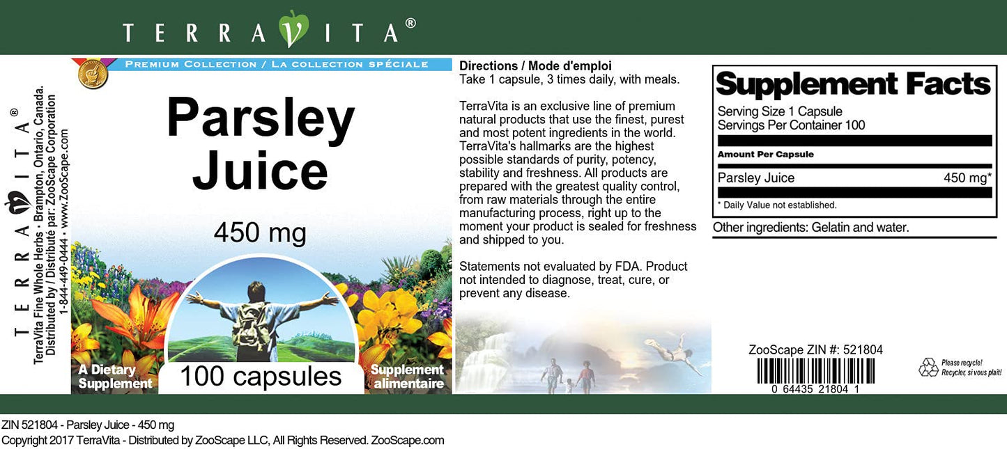 Parsley Juice - 450 mg (100 Capsules, ZIN: 521804) - 3 Pack