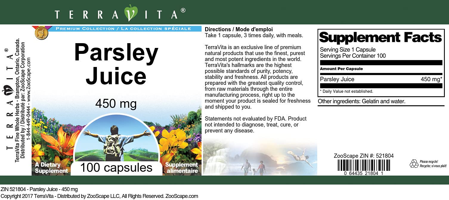 Parsley Juice - 450 mg (100 Capsules, ZIN: 521804) - 3 Pack