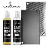 Cast-Iron Cleaning Kit, A Cleanser and Cleaner 8 oz Bundled with Cast-Iron Conditioner Oil 8 oz by Culina Kosher Certified
