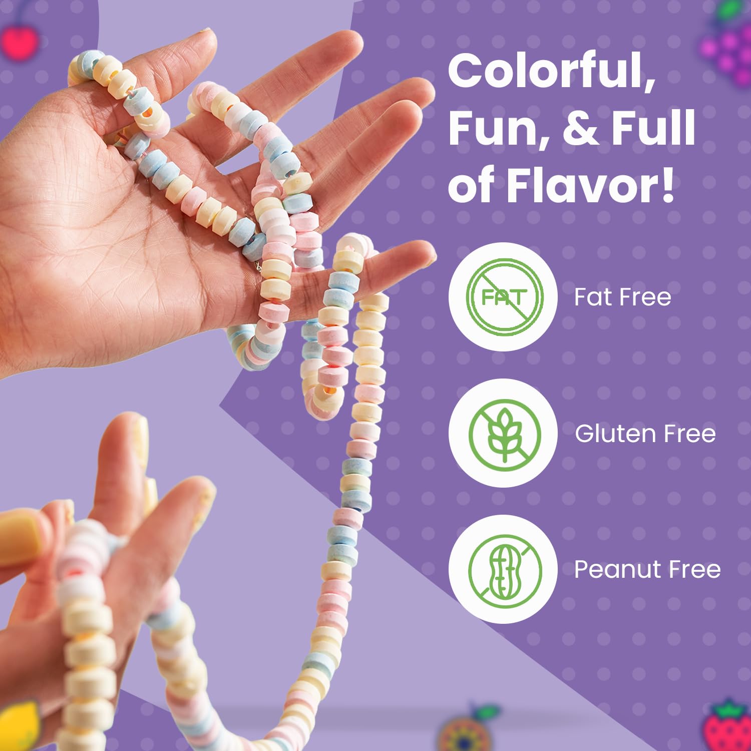 Smarties Candy Necklace - Bulk Candy - Gluten Free & Vegan, Fruit Flavored, Hard Candy on Stretch String - Perfect for Birthdays & Halloween Hard