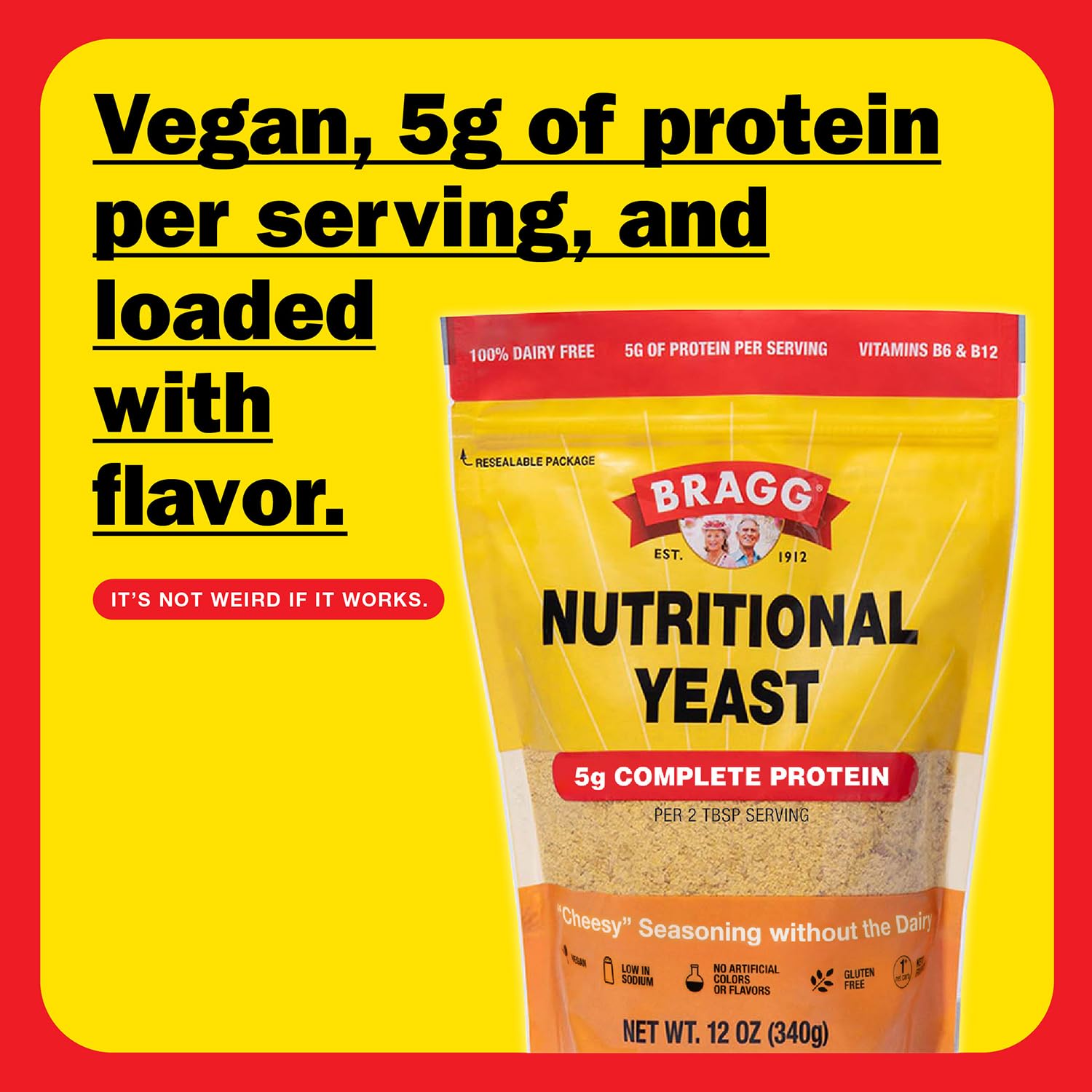 Bragg Premium Nutritional Yeast Seasoning - Vegan, Gluten Free - Good Source of Protein & Vitamins - Nutritious Savory Parmesan Cheese Substitute