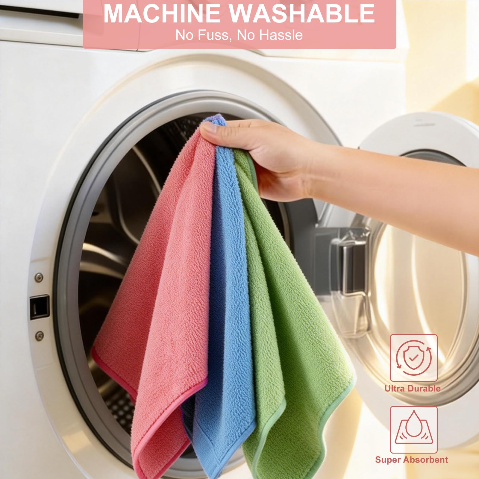 USUIT 12-Pack Microfiber Cloths (12"x12") High Density 320 GSM Ultra-Absorbent Towels - Reusable Lint-Free Wash Rags for Car, Kitchen, Glass & Home