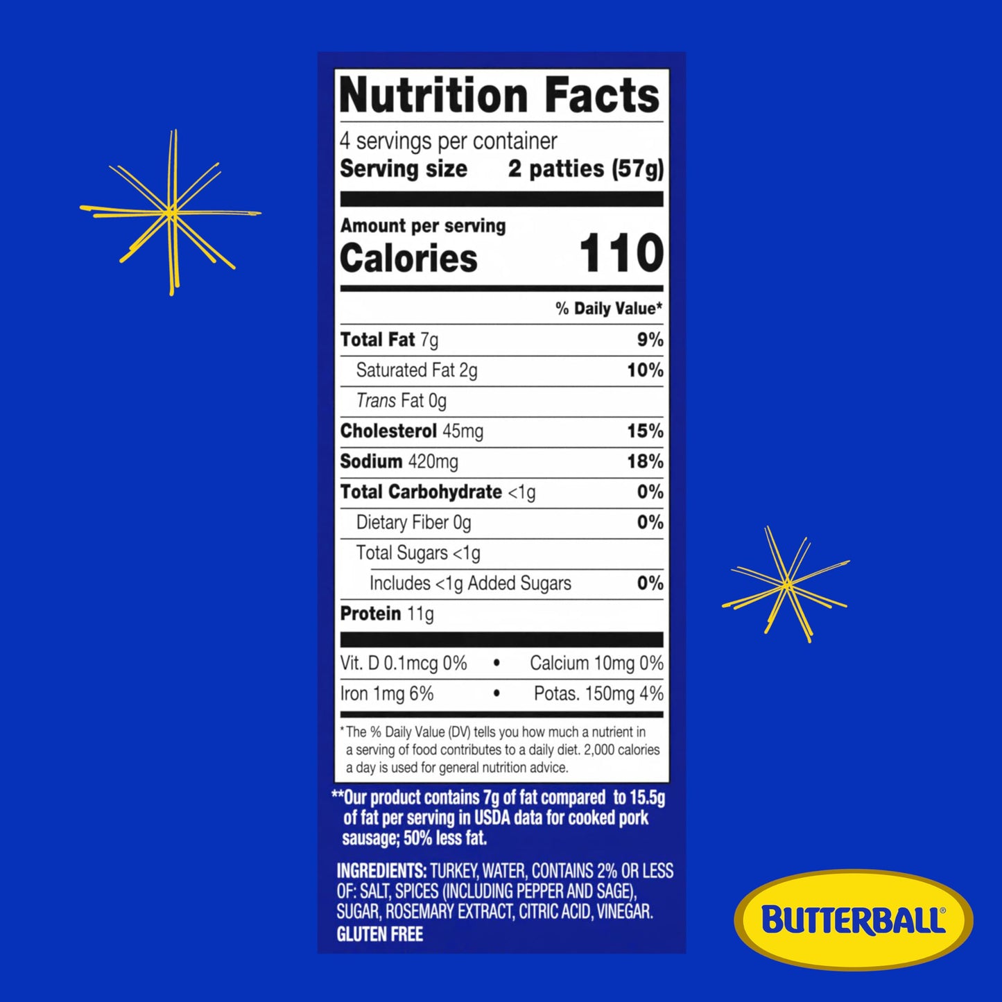 Butterball, All Natural Fully Cooked Breakfast Sausage Patties, 8 oz