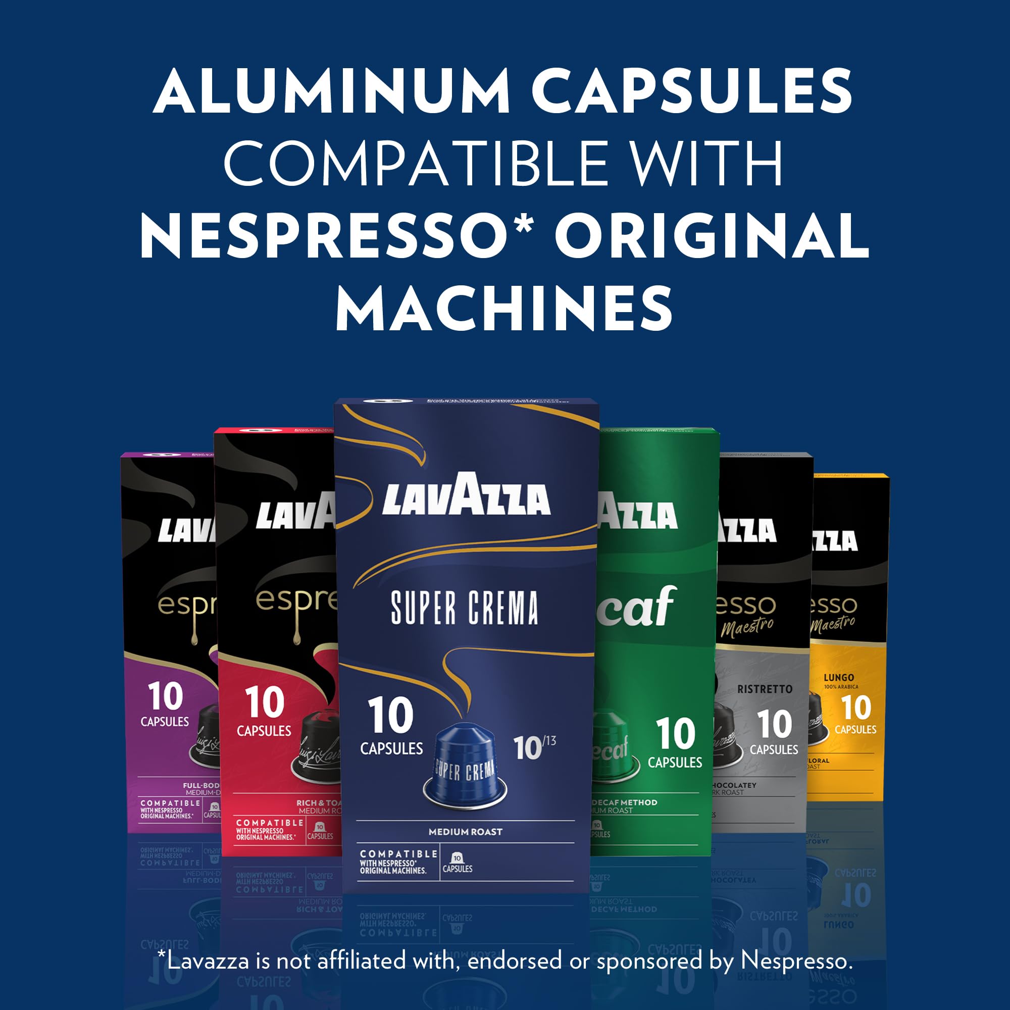 Lavazza Espresso Favorites Collection of Aluminum Capsules Compatible with Nespresso* Original Machines, Contains Light, Medium, and Dark Espresso