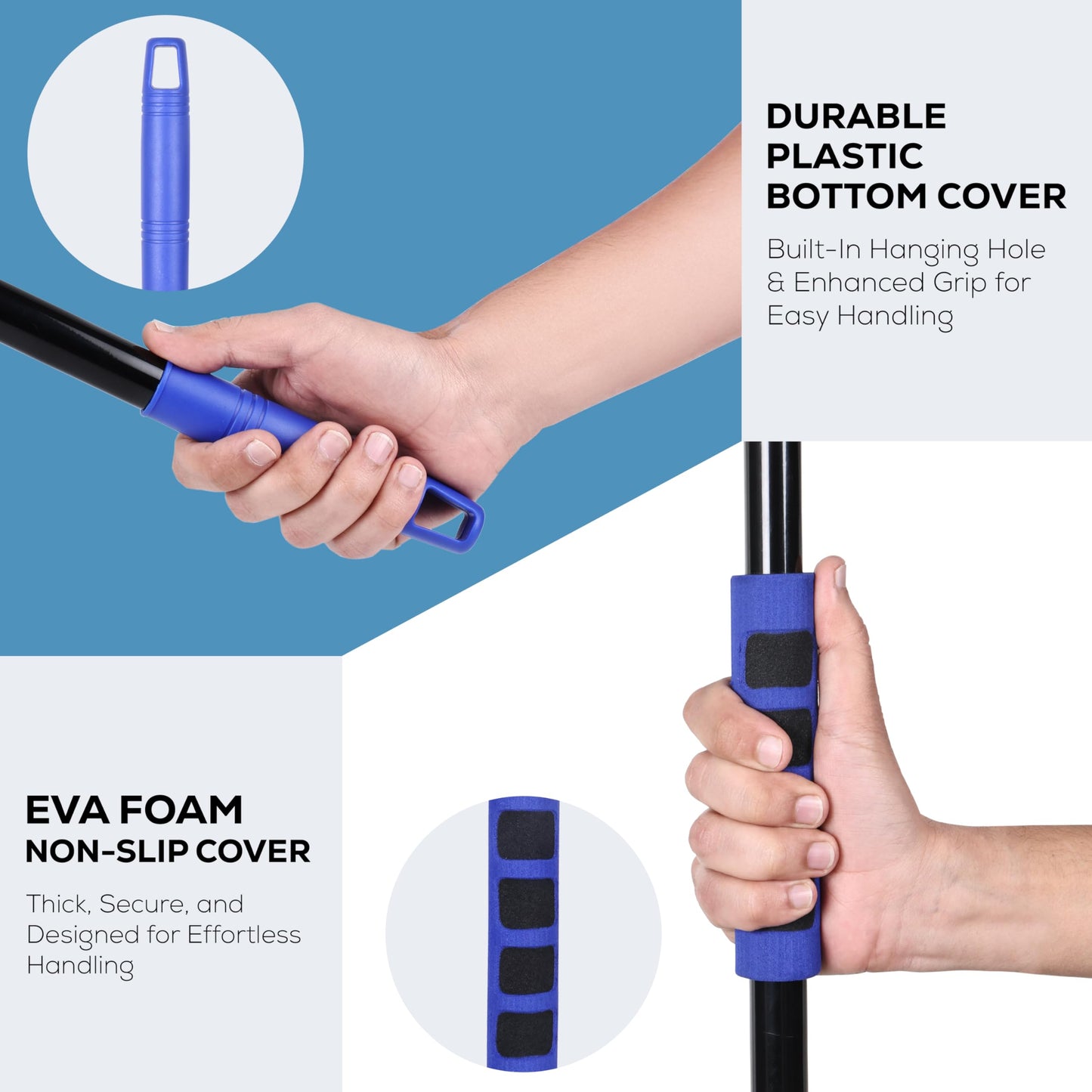 Kleen Handler 2-in-1 Window Squeegee with 60” Extendable Pole, Rotatable Glass Cleaner Tool for Commercial and Residential Use, 2 Reusable Sleeves