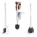ELYPRO Toilet Brush with Holder - Drip-Free Hygienic Bathroom Scrubber with No-Drip Caddy, Built-in Spout, Fast-Drying Ventilated Design, Compact