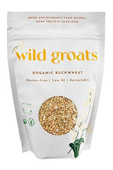 WILD GROATS Organic Raw Buckwheat - Grown in USA, Sproutable Seeds, 16 Oz. Gluten Free, Hulled, Vegan Complete Protein, Whole Grain, Non-GMO | For Sprouting, Flour, Cereal, Porridge, Cooking