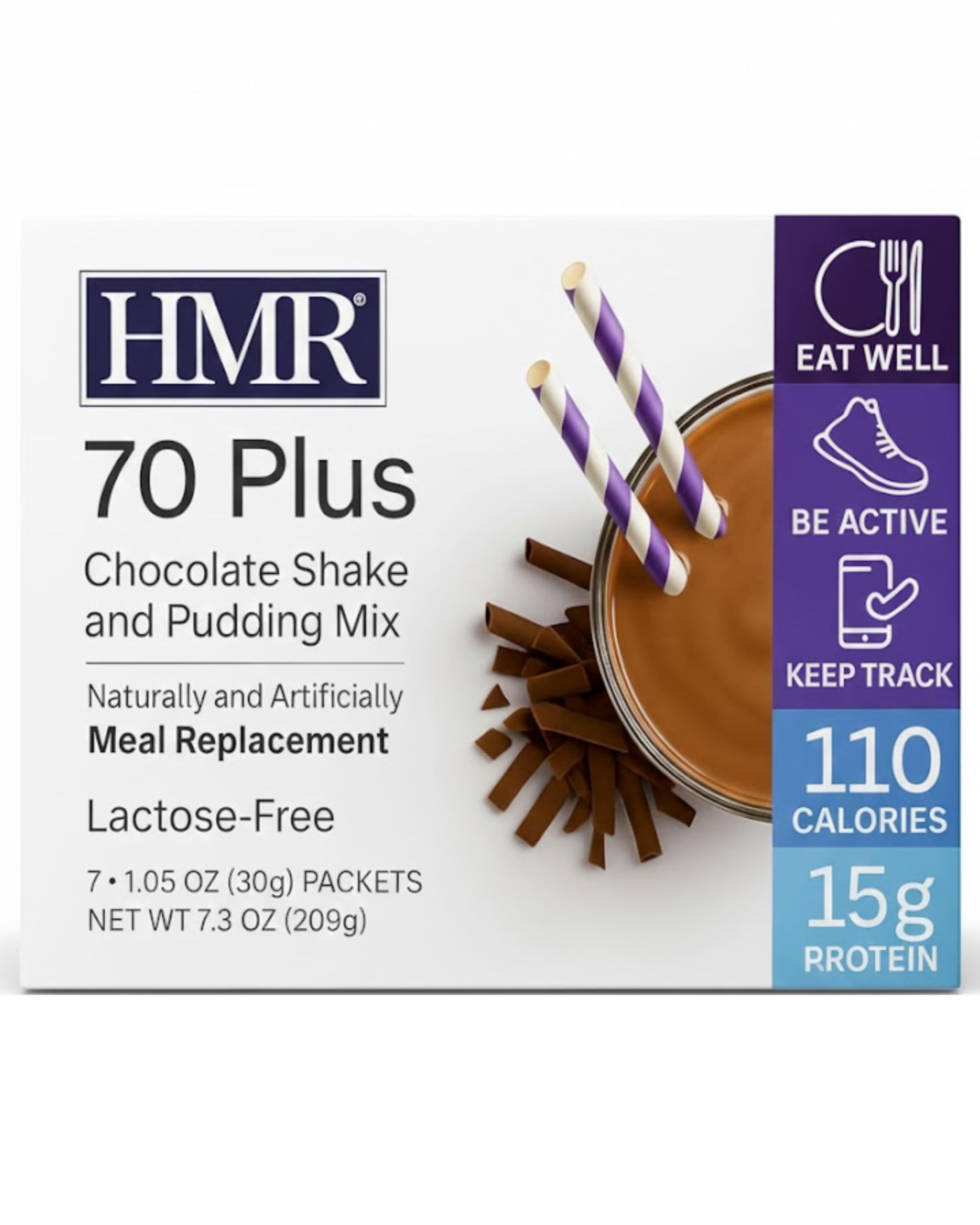 HMR 70 Plus Shake & Pudding Mix | Meal Replacement Powder | Lactose-Free | 15g Protein | Easy to Make | Low Calorie (7.35 Ounce (Pack of 1)