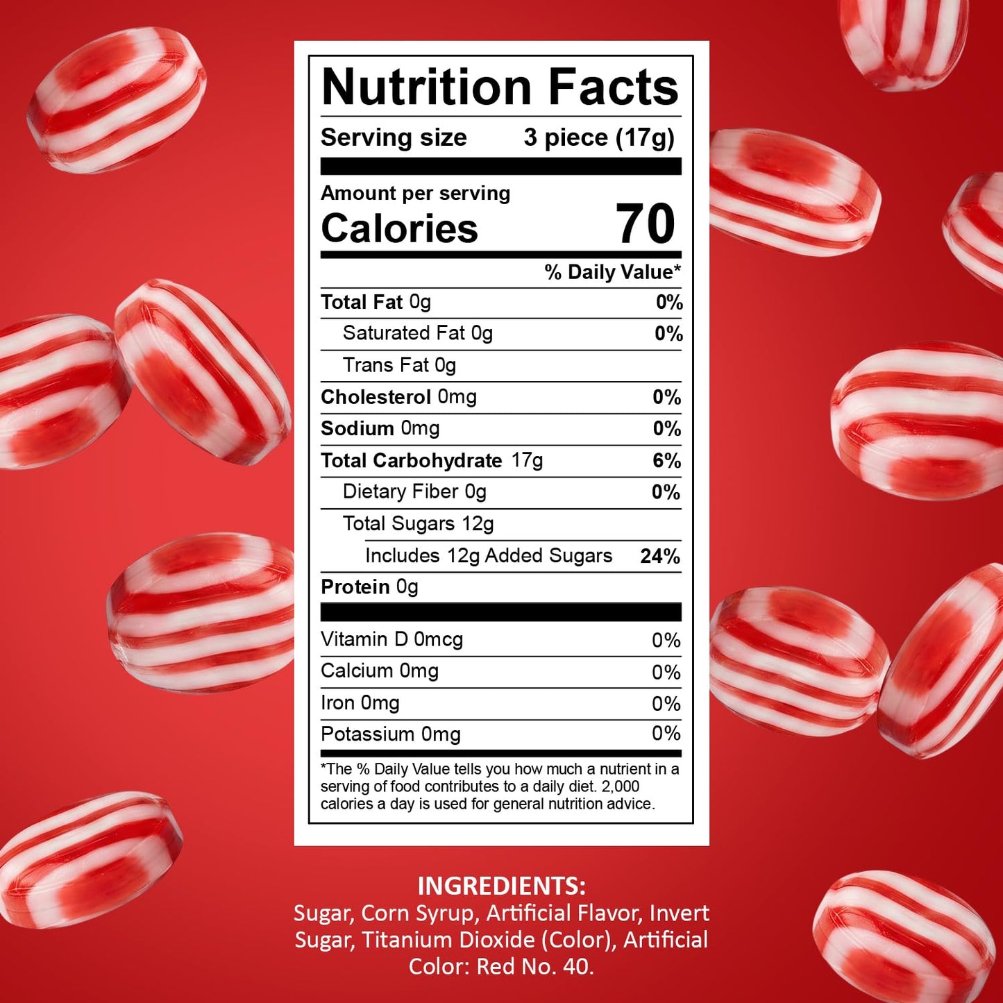Cinnamon Disks Hard Candy - Classic Red & White Striped Cinnamon Candy - 2LB Bulk Pack - Individually Wrapped Discs for Office, Parties, Buffets