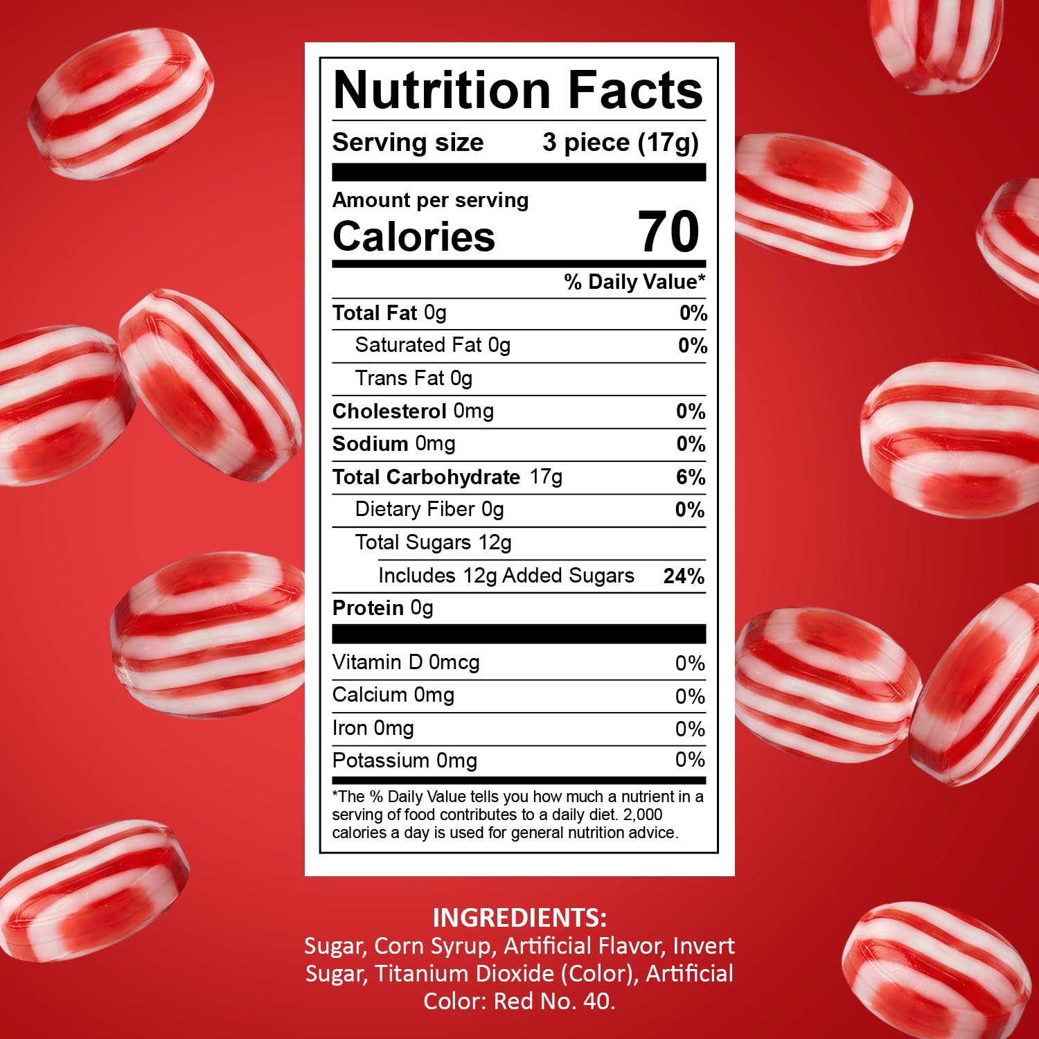 Cinnamon Disks Hard Candy - Classic Red & White Striped Cinnamon Candy - 2LB Bulk Pack - Individually Wrapped Discs for Office, Parties, Buffets