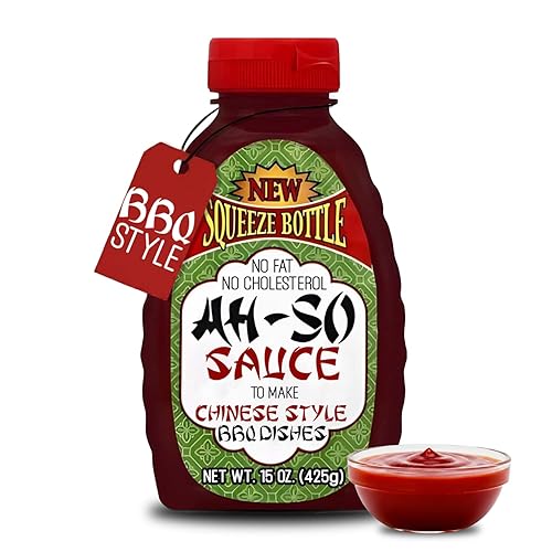Ah-So Chinese-Style BBQ Sauce, Red Rib 15 oz Squeeze Bottle - Sweet & Tangy Spare Rib Marinade and Glaze for Pork, Chicken & Wings; Classic Takeout
