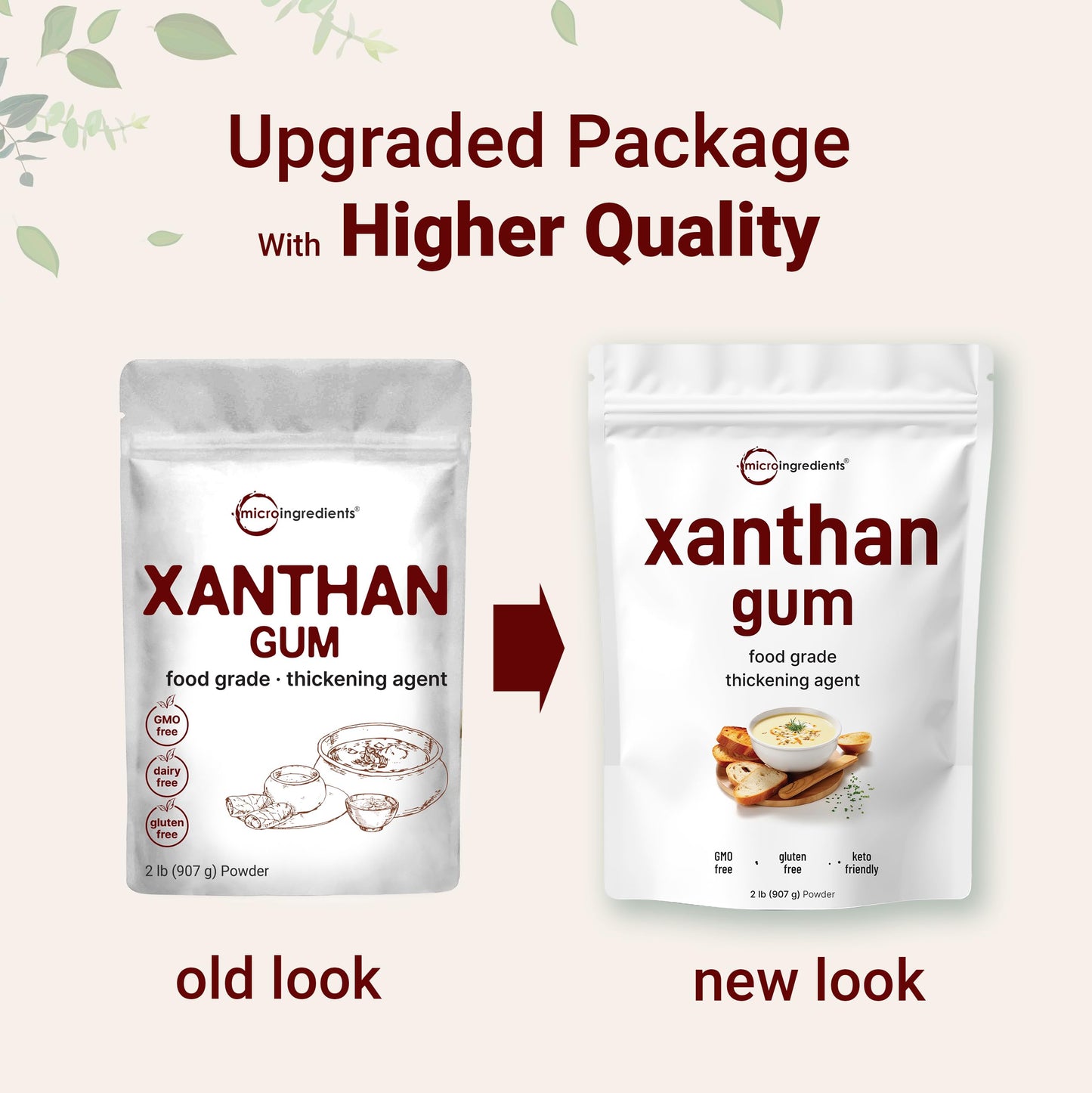 Micro Ingredients Xanthan Gum Powder 2lb (32oz) Premium Quality for Keto & Gluten-Free Baking Unflavored Thickening Agent for Cooking Non-GMO Vegan