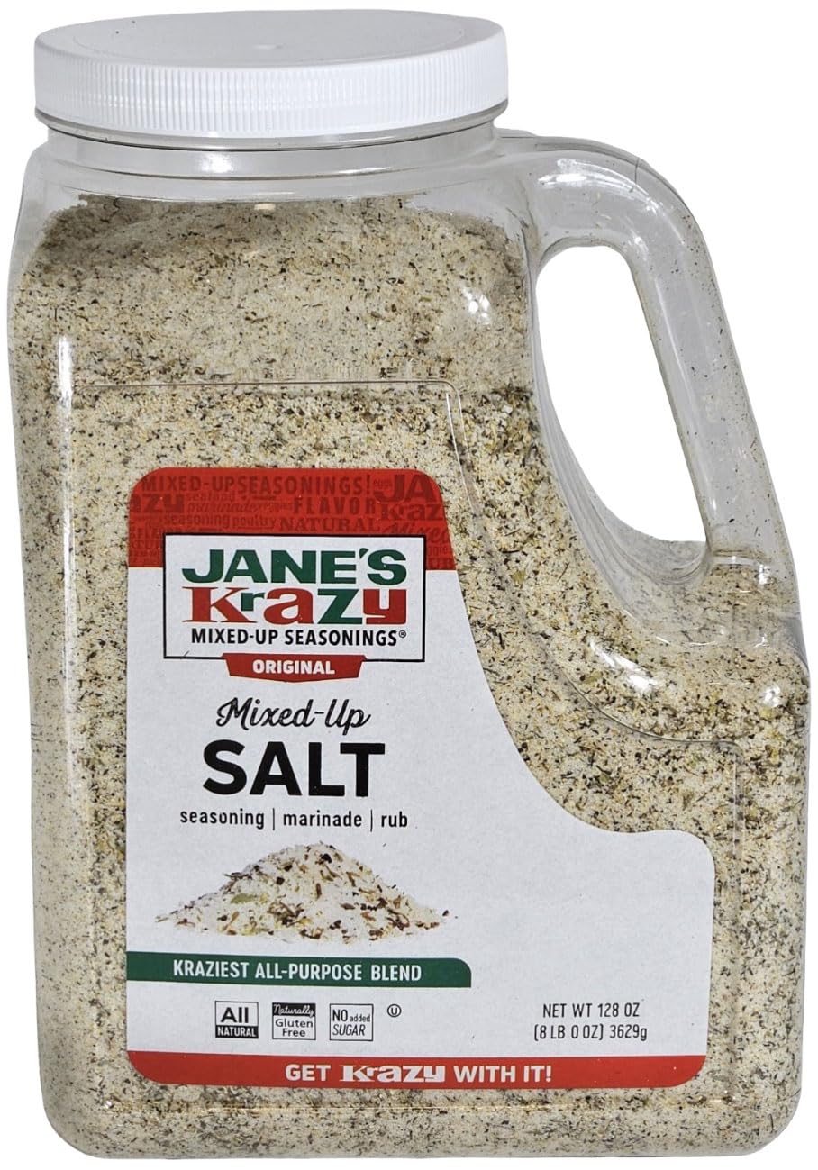 Jane's Krazy Mixed-Up Seasonings, original mixed-up salt, all-purpose blend, 128-ounce plastic jar, bulk size, (pack of 1)