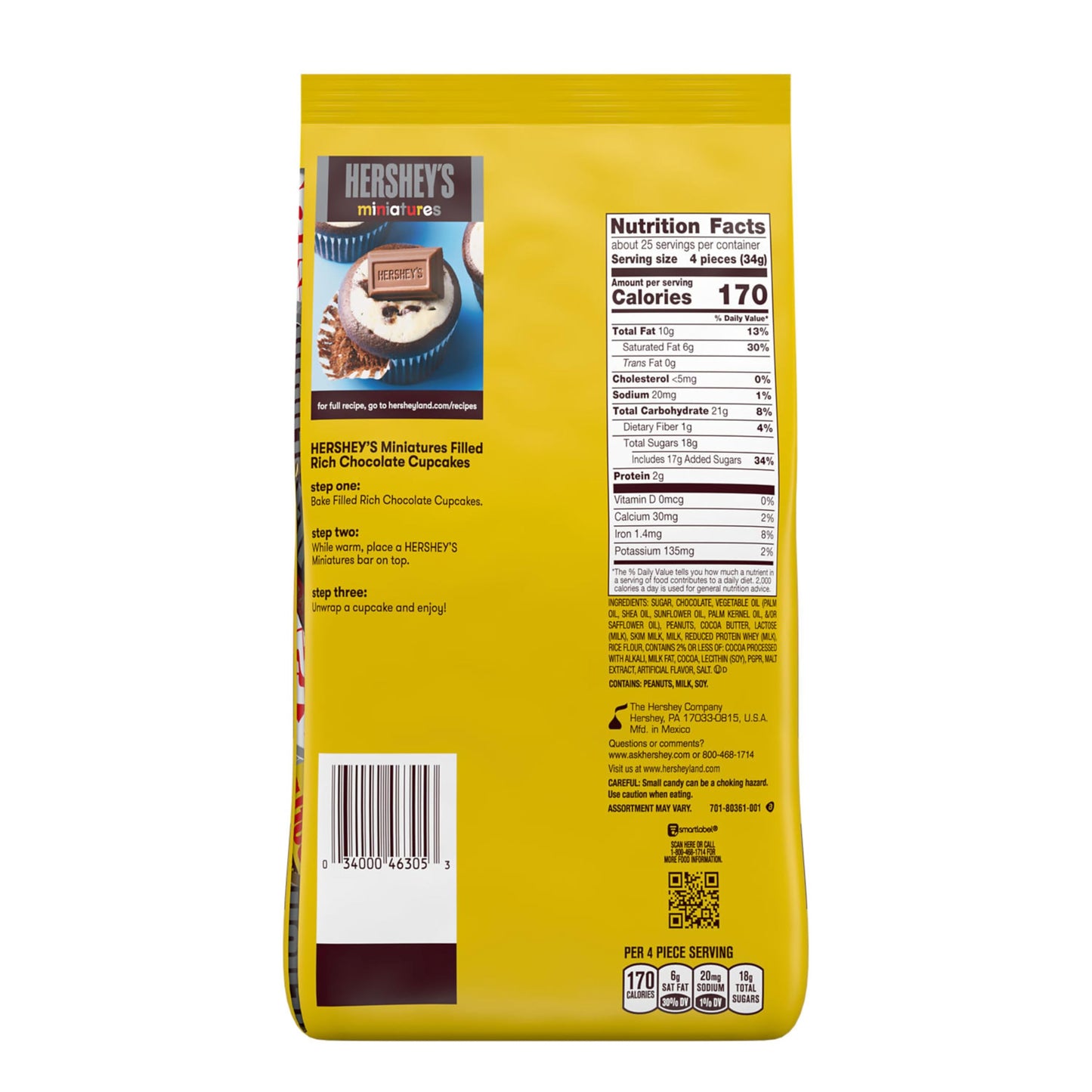 HERSHEY'S Miniatures Assorted Chocolate Candy Party Pack, 30 oz