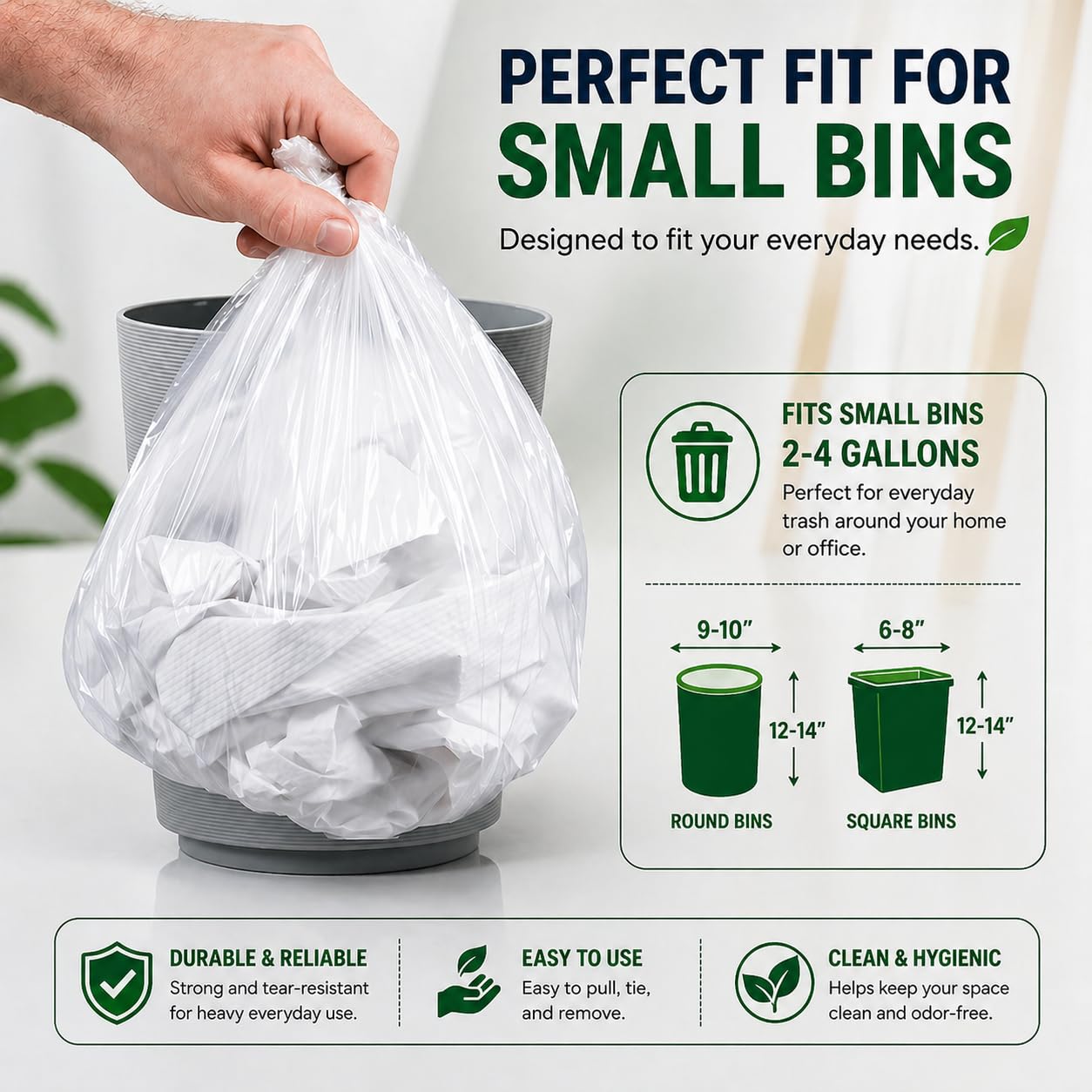 4 Gallon Trash Bags Small Bathroom Garbage Bags Bulk Clear Plastic Wastebasket Trash Can Liners for Home and Office Bins (800 BAGS)