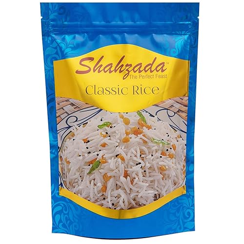 Shahzada Classic White Rice 02 lbs - Great Fragrant Rice for Daily Use, Aged, Aromatic, Flavorful & Slender, Quick Cooking. Everyday - Vegan, GLUTEN FREE, Non-GMO, Low Sodium, No Cholesterol, Resealable Zip-Lock Bag to Seal Freshness - 02 Pound Packing - 32 Oz